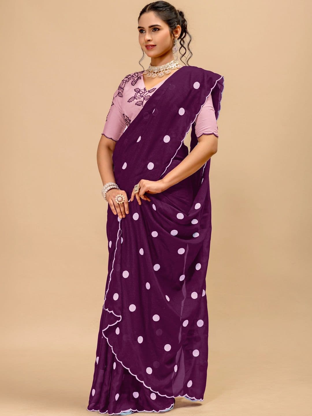 Saanvi Embellished Embroidered Poly Georgette Saree - view 1