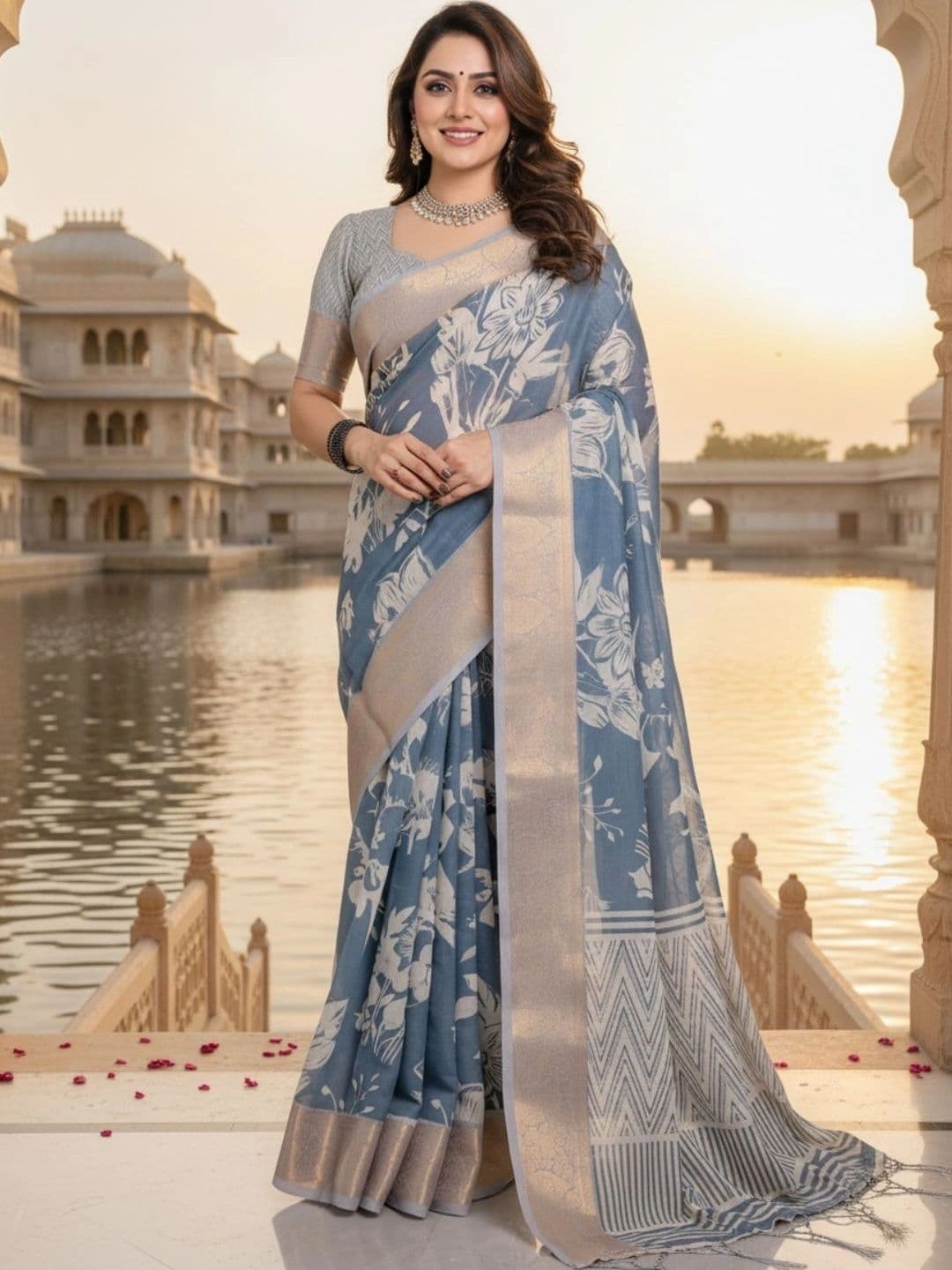 Mitera Floral Silk Blend Designer Saree - view 1