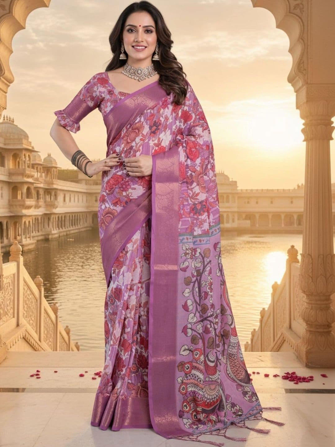 Mitera Floral Silk Blend Designer Saree - view 1