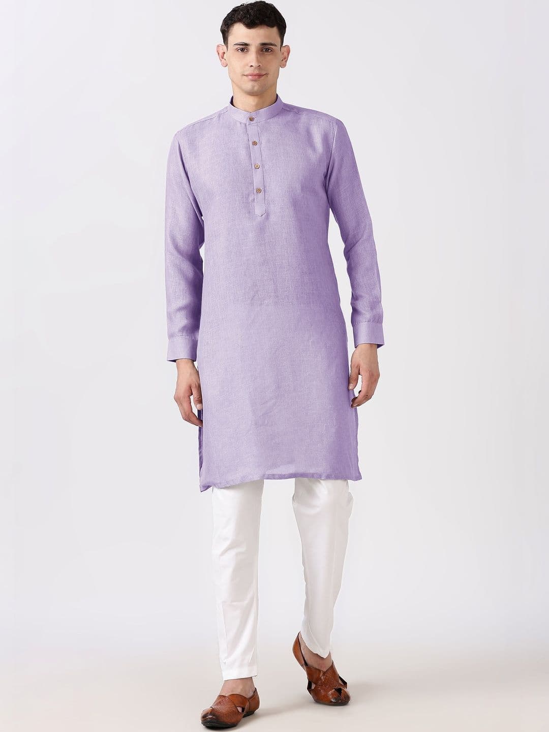 Anouk Men Cotton Linen Long Kurta - view 1