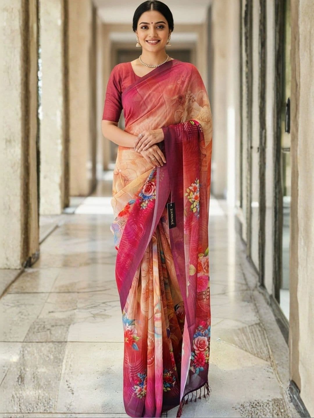 Mitera Floral Pure Georgette Designer Saree - view 1