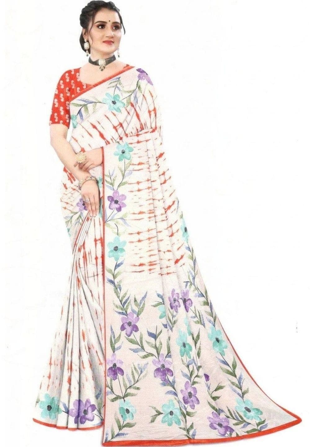Classics Weaves Floral Embroidered Silk Cotton Khadi Saree - view 1