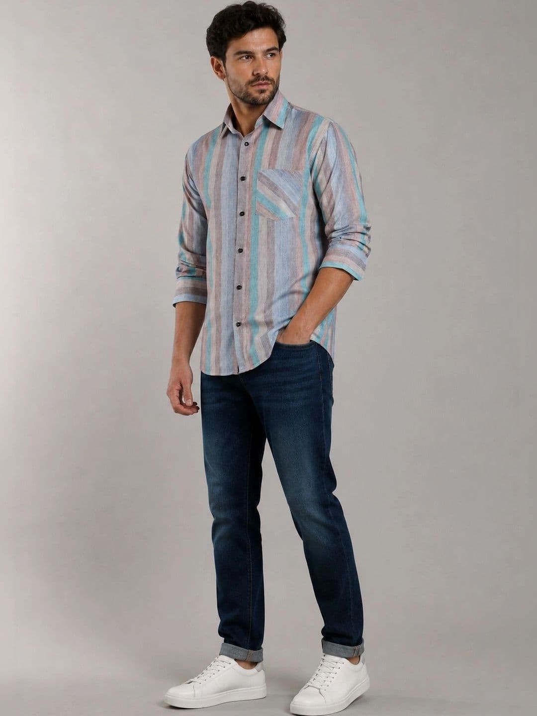 Metronaut Men Comfort Multi Stripes Striped Casual Shirt - view 1