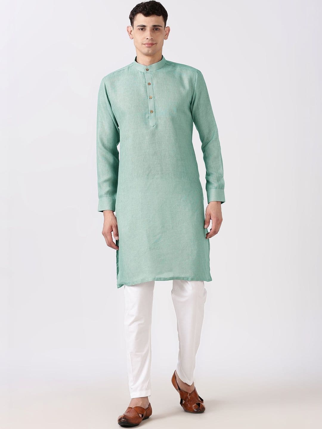 Anouk Men Cotton Linen Long Kurta - view 1