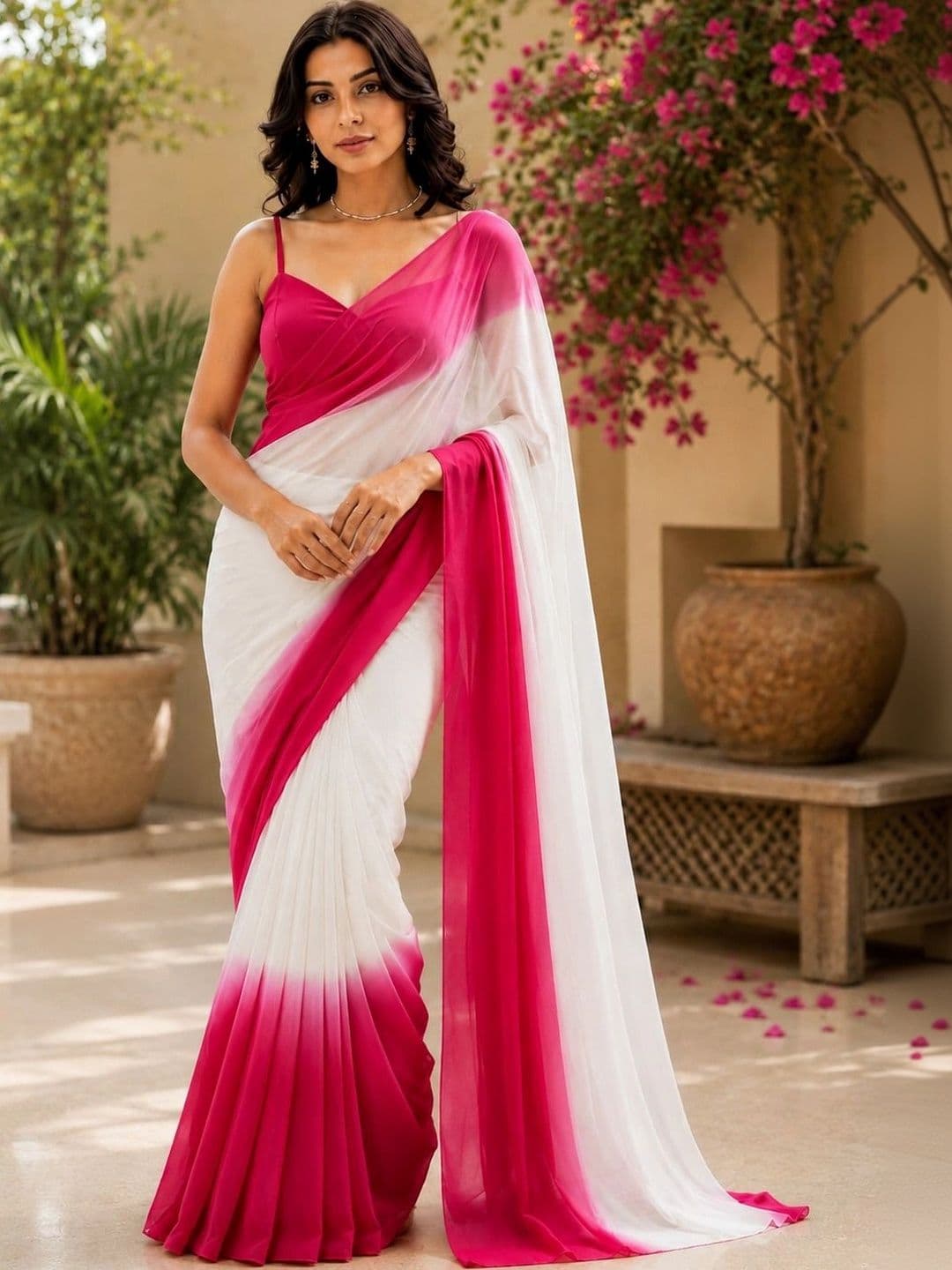 Moda Rapido Ombre Pure Georgette Fusion Saree - view 1