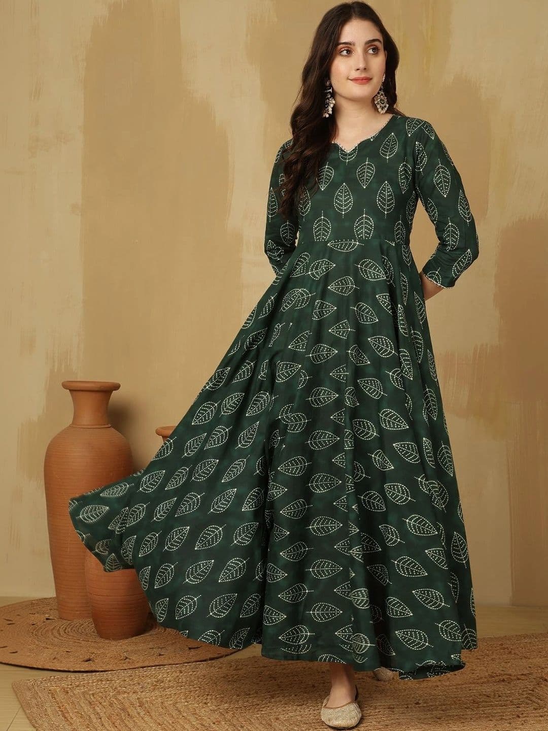 Sangria Women Ethnic Motifs Printed Cotton Anarkali Kurta - view 1