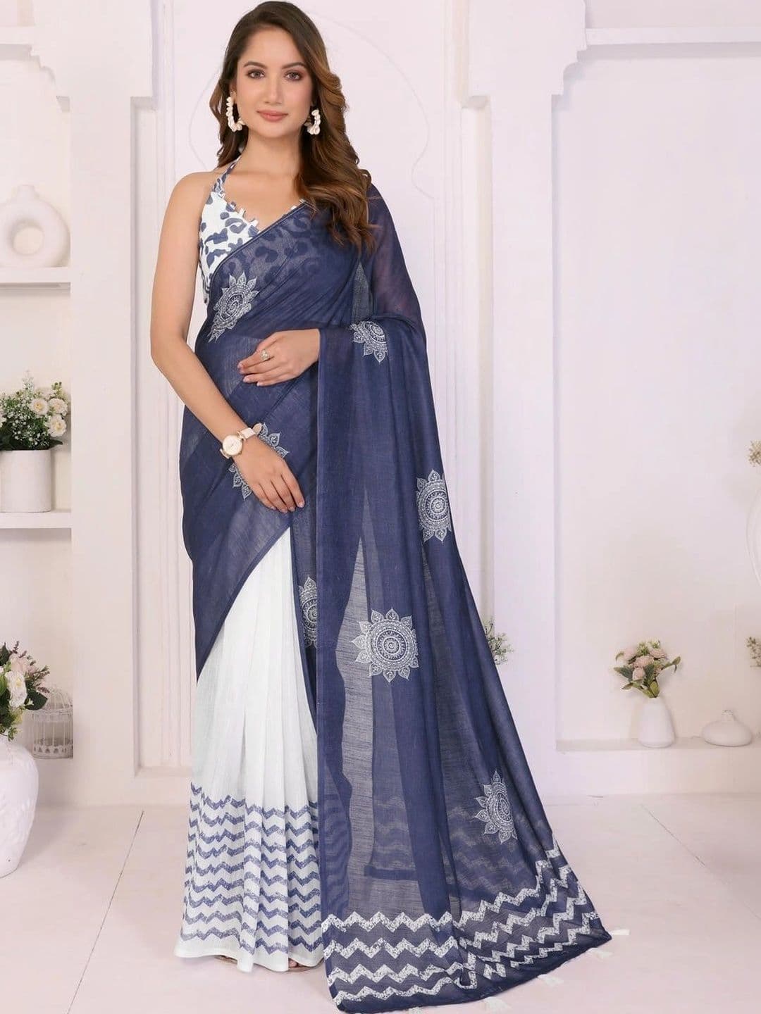 Pixie lane Zari Linen Blend Saree - view 1
