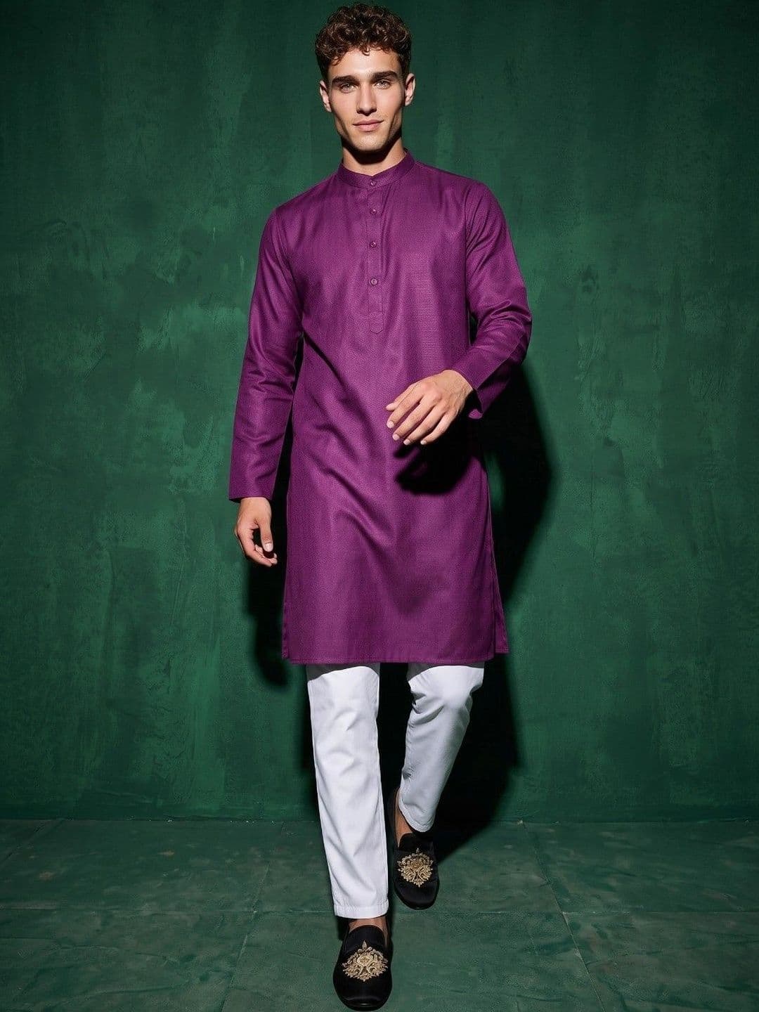 DRIP CHOWK Men Mandarin Collar Cotton Straight Kurta - view 1