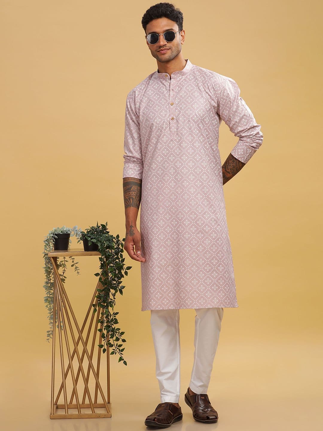 Anouk Printed Band Collar Straight Long Kurta - view 1