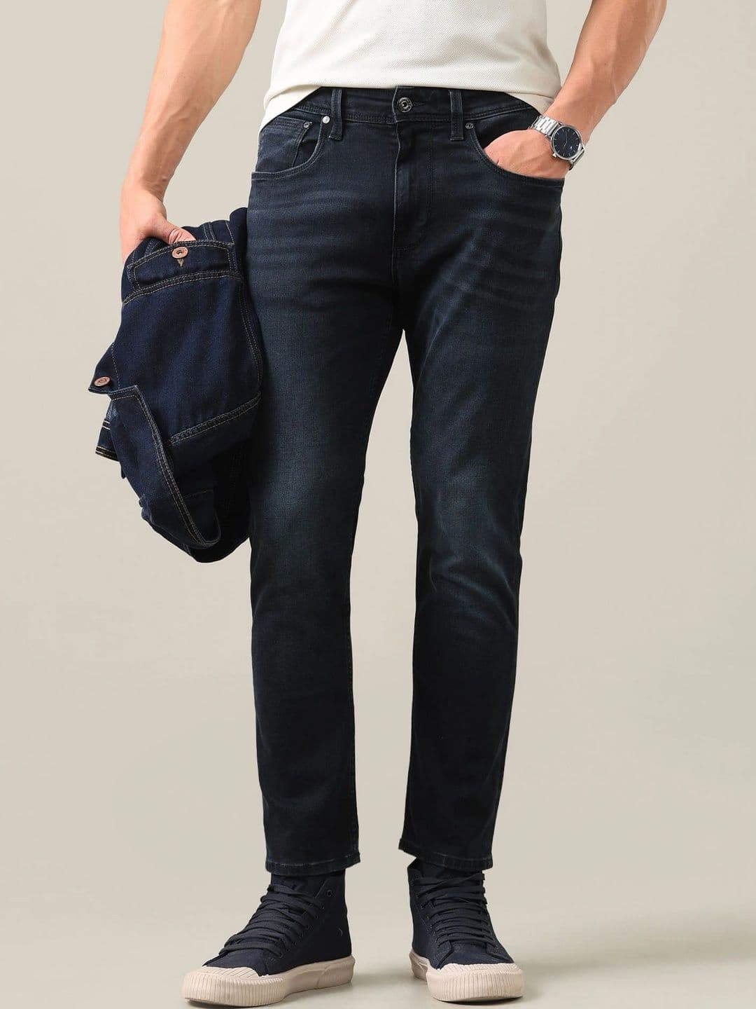 U.S. Polo Assn. Denim Co. Men Tapered Fit Mid-Rise Low Distress Jeans - view 1