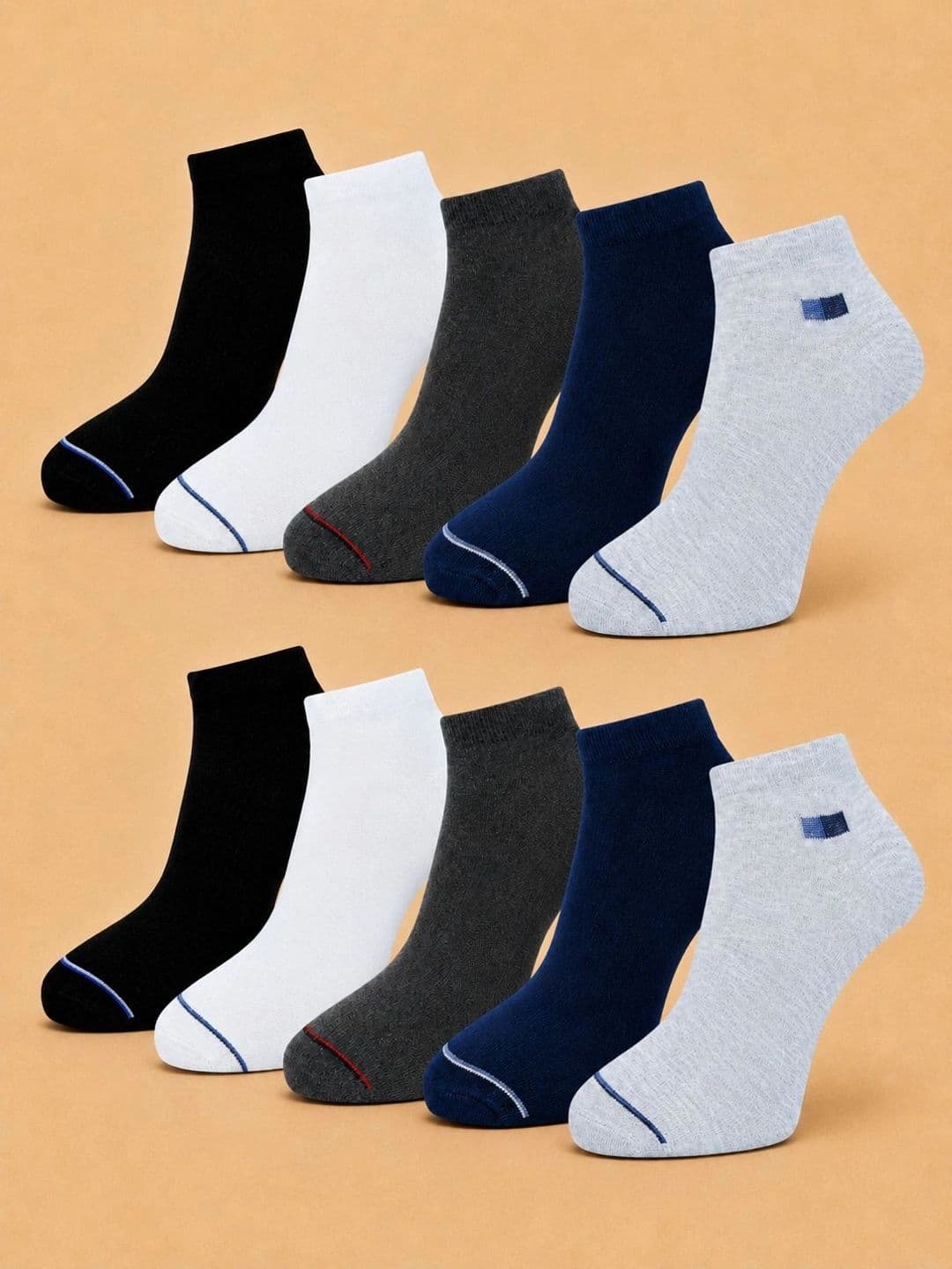 ADDOSSO Men Pack of 10 Cotton Assorted Ankle Length Socks - view 1
