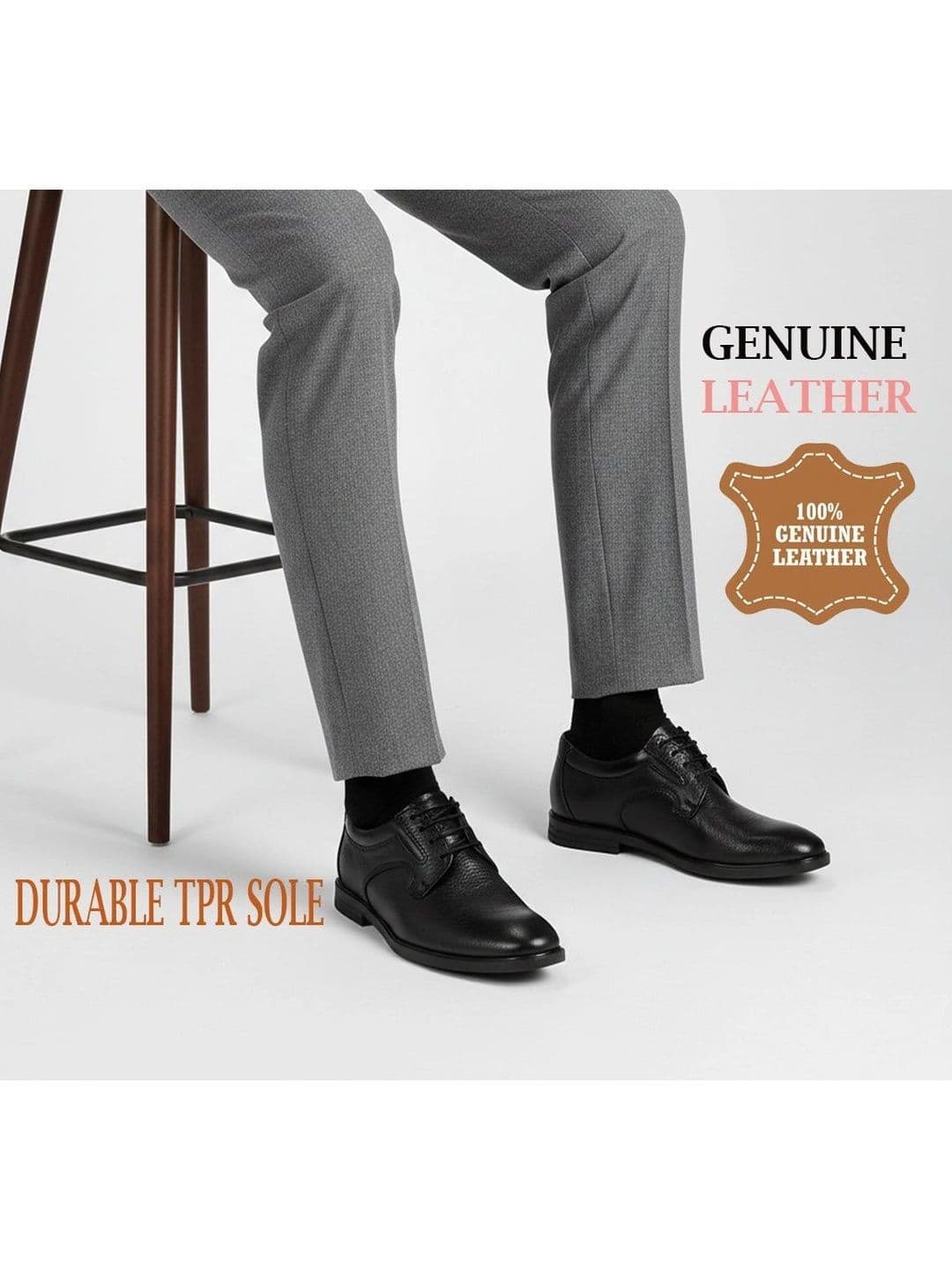 INKLENZO Men Textured Leather Round Toe Lace-Ups Derbys Shoes - view 1
