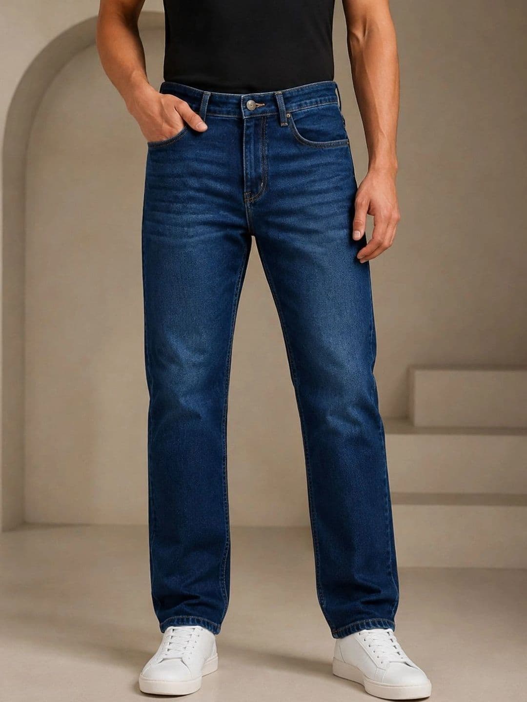 ZUSH Men Straight Fit Mid-Rise Low Distress Stretchable Jeans - view 1