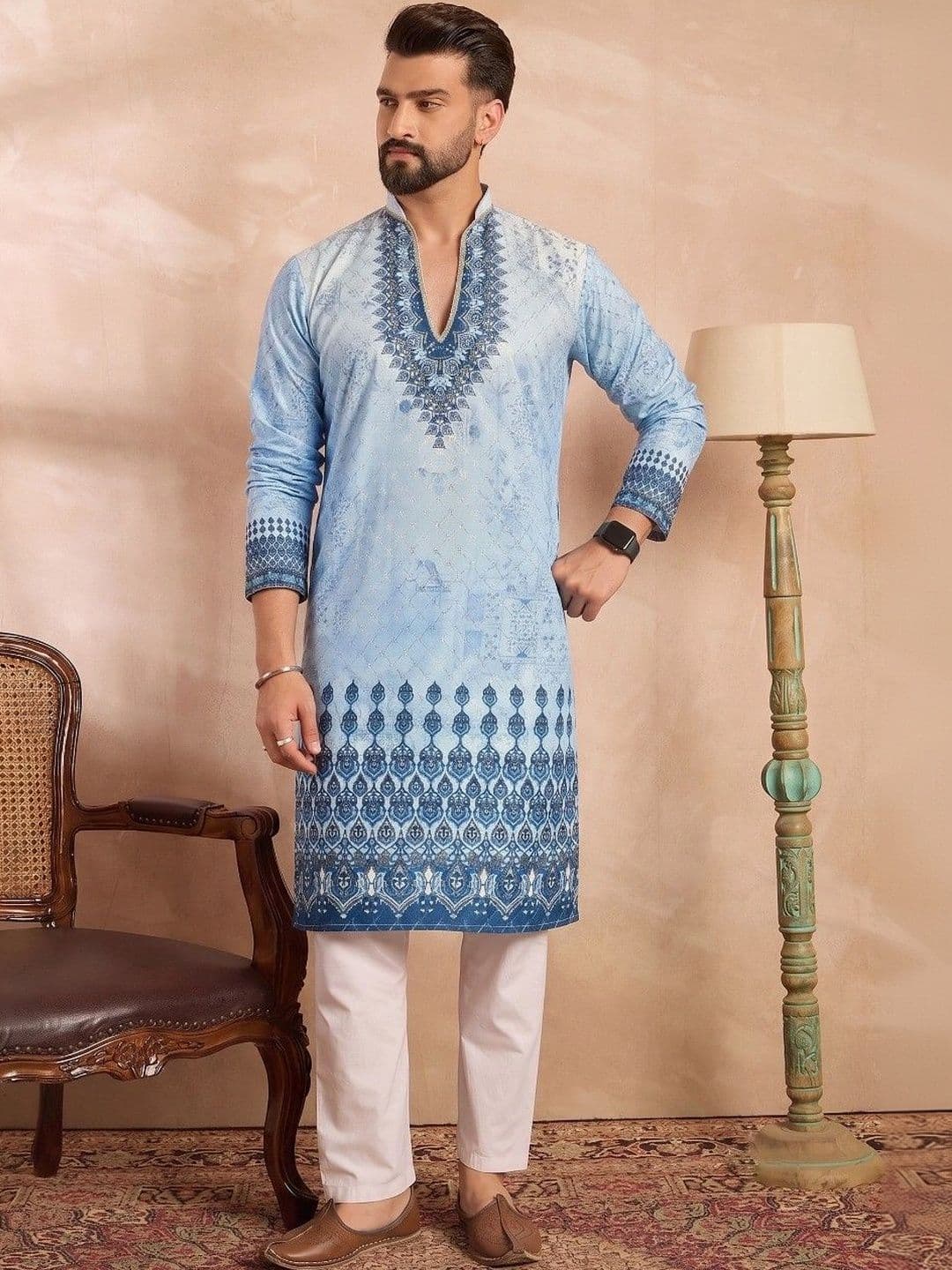 VELKYNOX Men Ethnic Motifs Printed Kurta - view 1