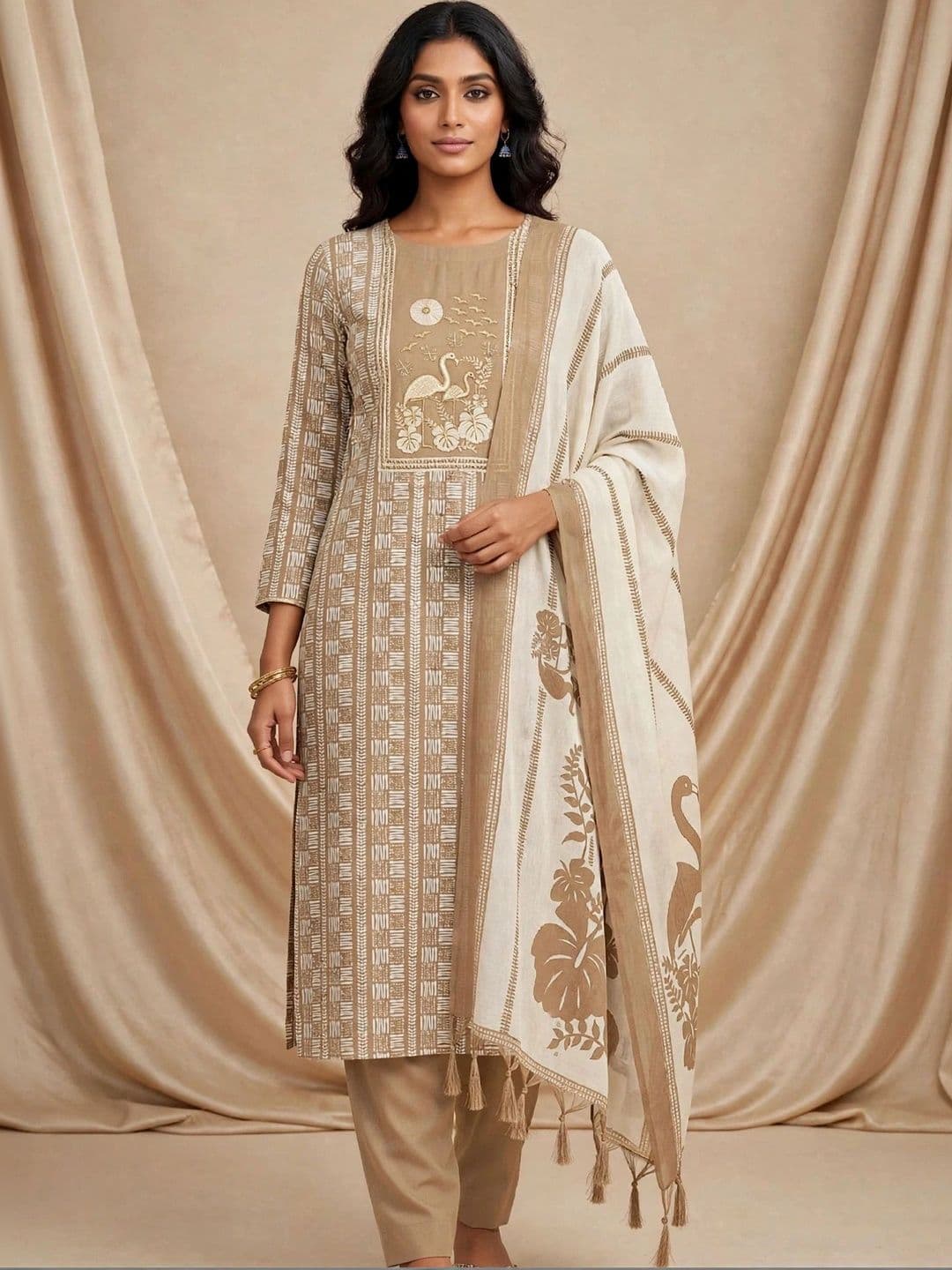 WaCraz Printed Pure Cotton Semi-Stitched Dress Material - view 1