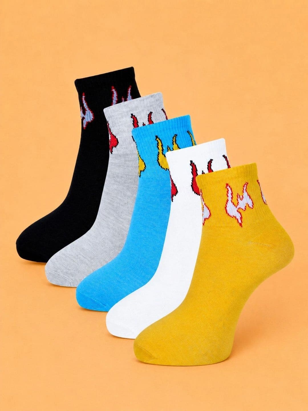 ADDOSSO Men Pack of 5 Cotton Assorted Patterned Ankle Length Socks - view 1