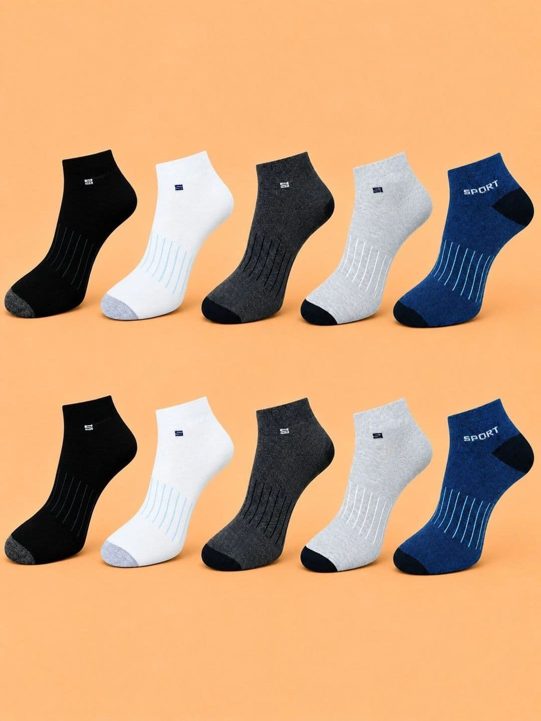 ADDOSSO Men Pack of 10 Cotton Assorted Patterned Ankle Length Socks - view 1