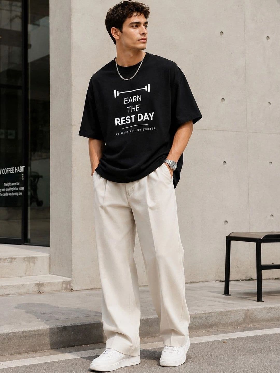 Roadster Men Typography Printed Drop-Shoulder Sleeves T-shirt - view 1