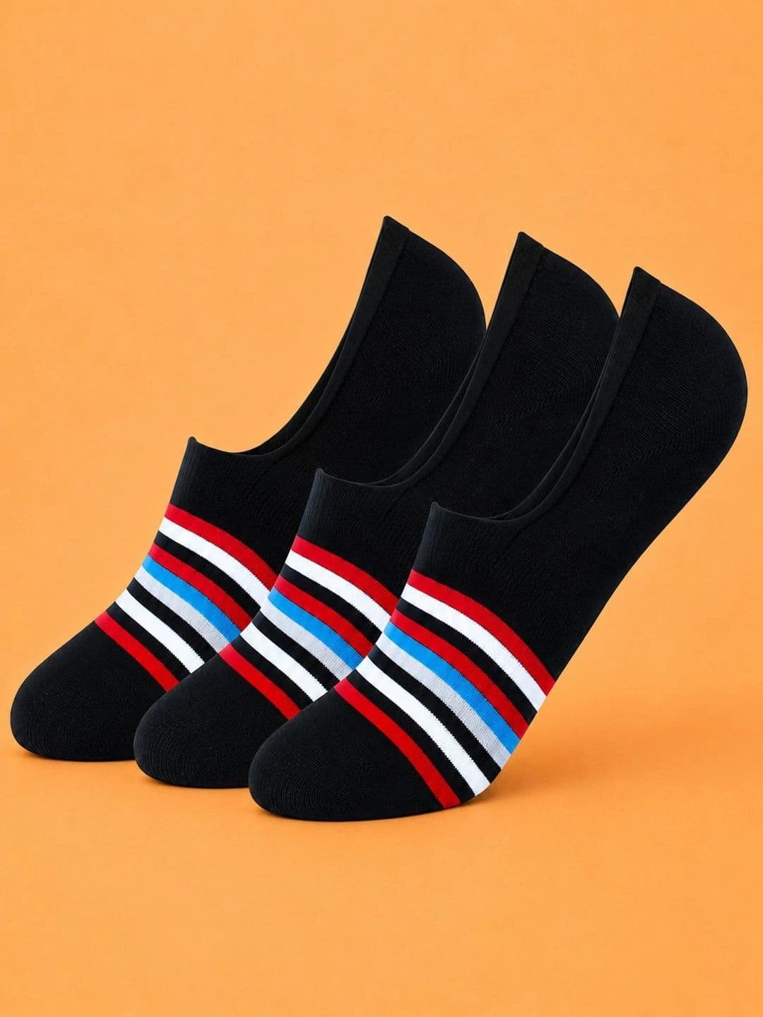 ADDOSSO Men Pack of 3 Cotton Assorted Striped Shoe Liners Socks - view 1