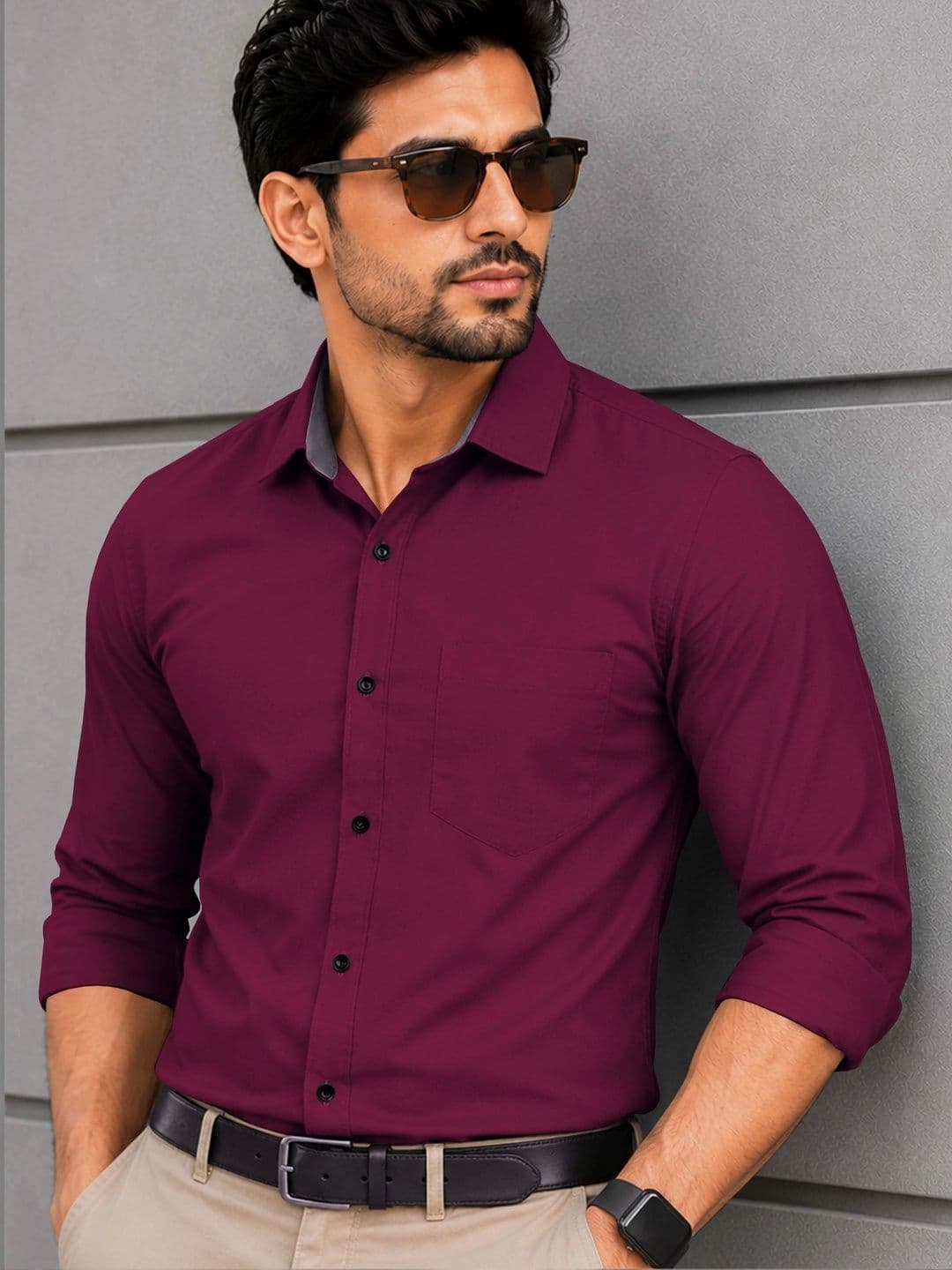 VeBNoR Men Standard Fit Solid Spread Collar Casual Shirt - view 1