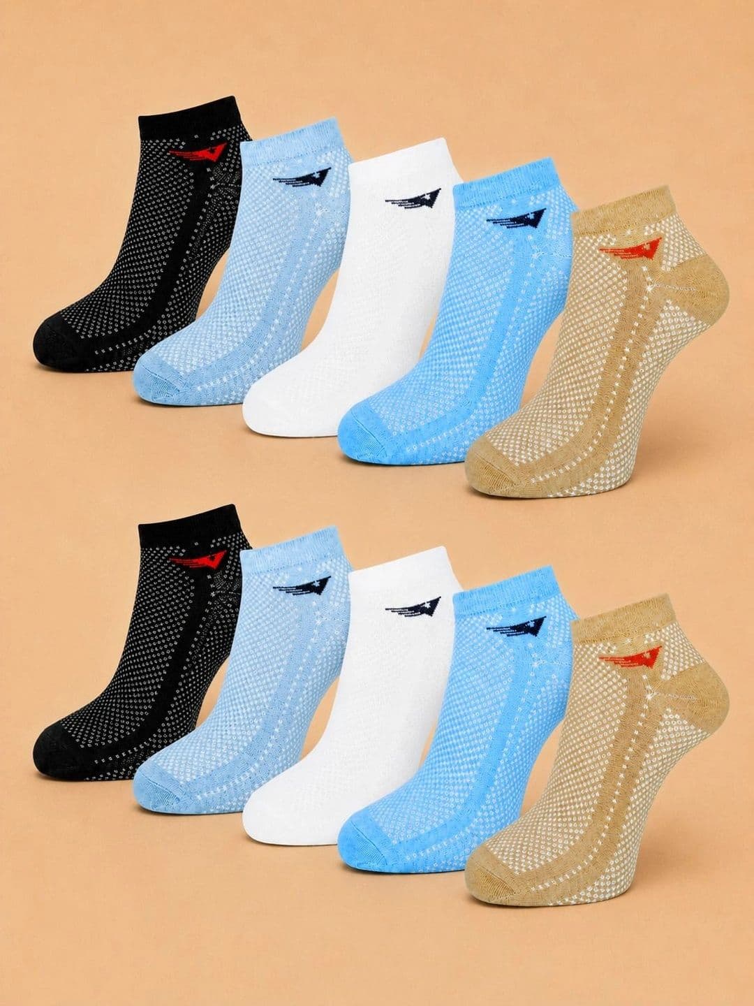 ADDOSSO Men Pack of 10 Cotton Assorted Patterned Ankle Length Socks - view 1