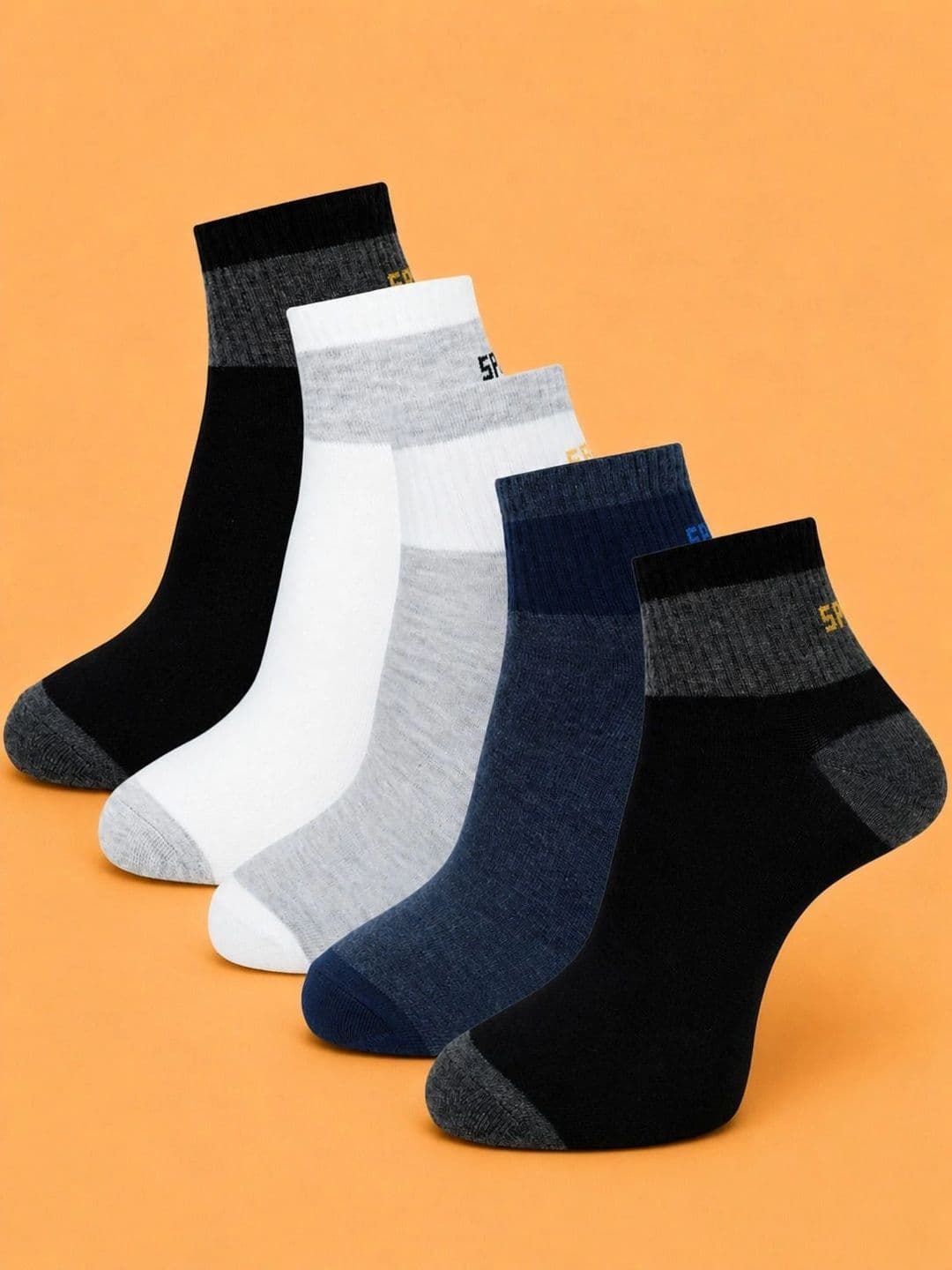 ADDOSSO Men Pack of 5 Cotton Assorted Colourblocked Ankle Length Socks - view 1