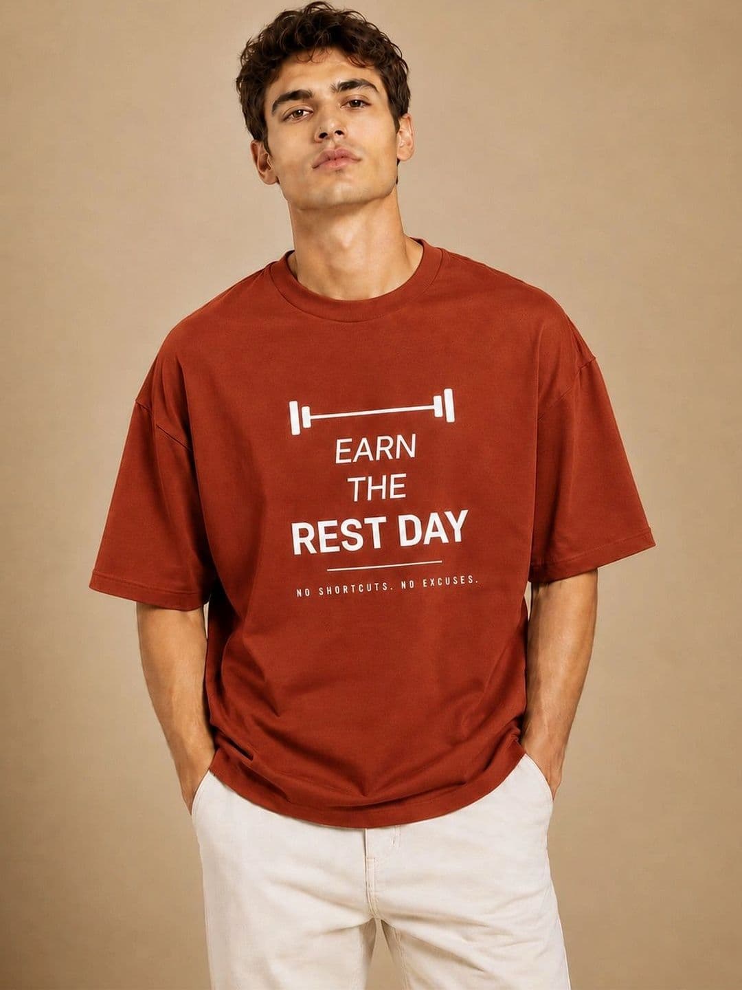 Mast & Harbour Men Typography Printed Drop-Shoulder Sleeves T-shirt - view 1