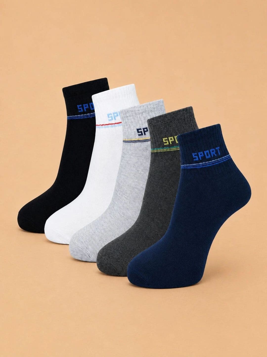 ADDOSSO Men Pack of 5 Cotton Assorted Patterned Above Ankle Socks - view 1