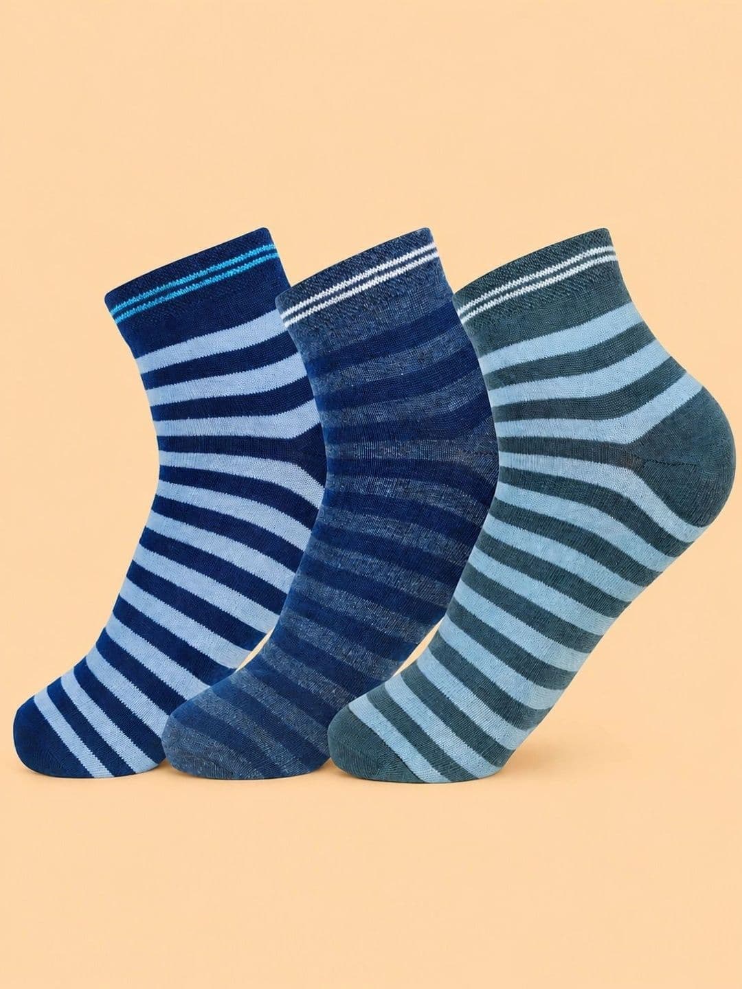 ADDOSSO Men Pack of 3 Cotton Assorted Striped Above Ankle Socks - view 1