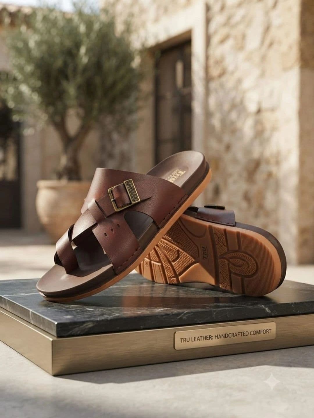 Trump Men Brown Solid Flip Flops - view 1