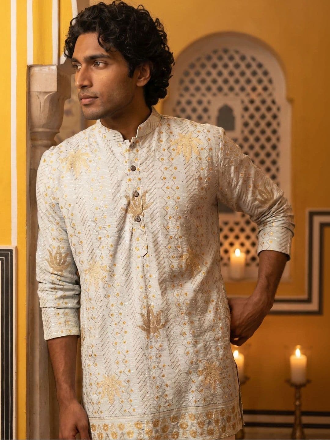Jompers Men Ethnic Motifs Embroidered Kurta - view 1