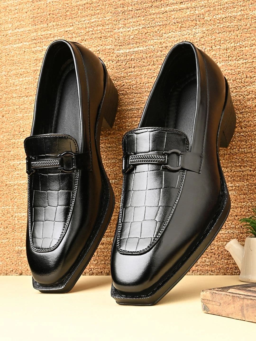 INVICTUS Men Textured PU Square Toe Slip-On Loafers Formal Shoes - view 1
