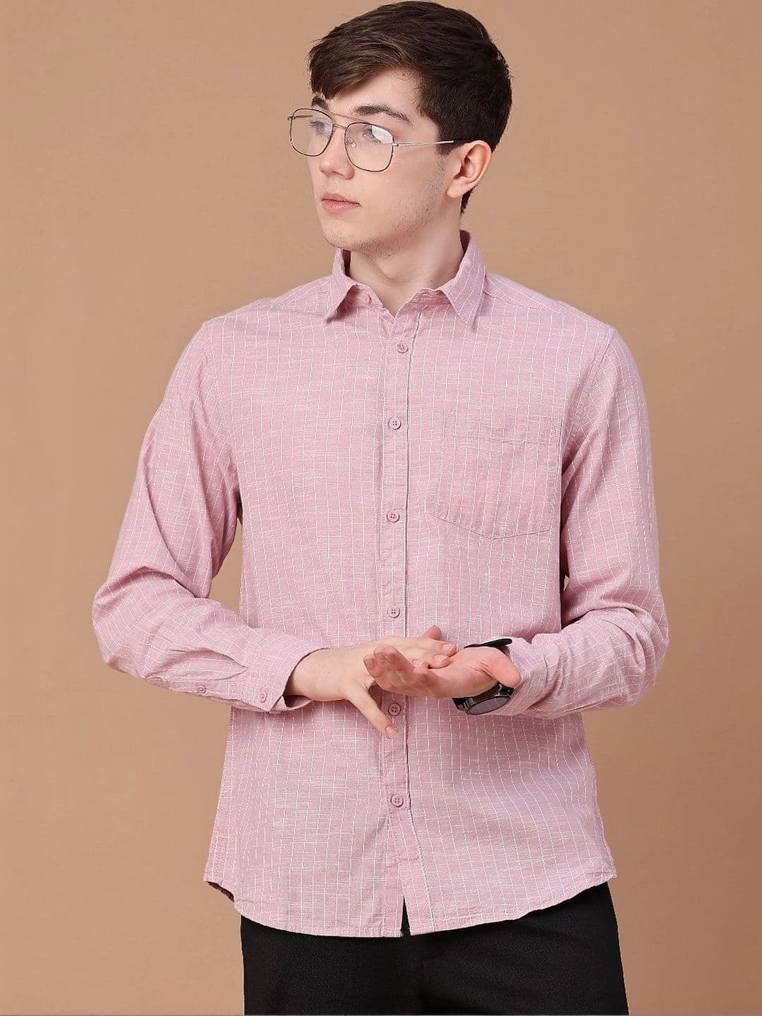 V-Mart Men Windowpane Checks Checked Casual Shirt - view 1