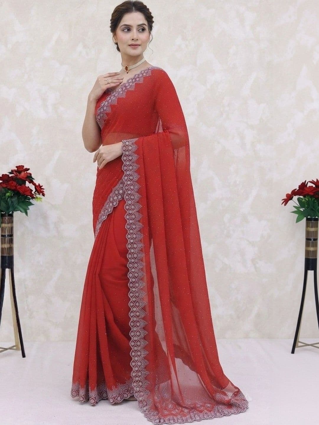 SmileyFashion Pure Georgette Saree - view 1