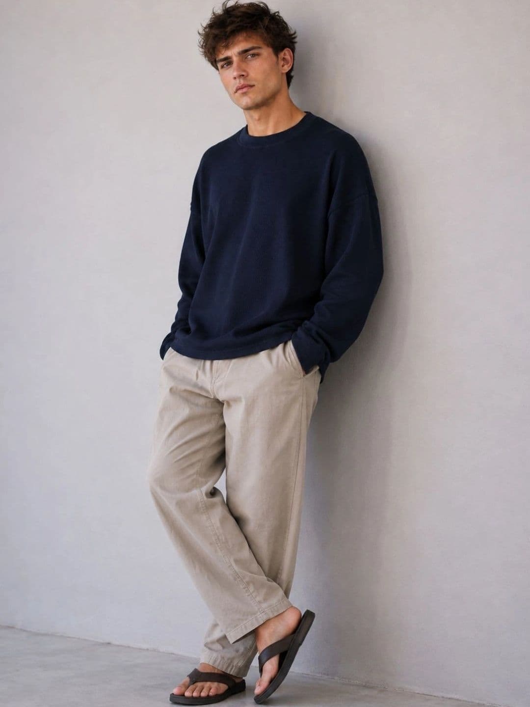 BRAHMOR Men Drop-Shoulder Sleeves Raw Edge Boxy T-shirt - view 1