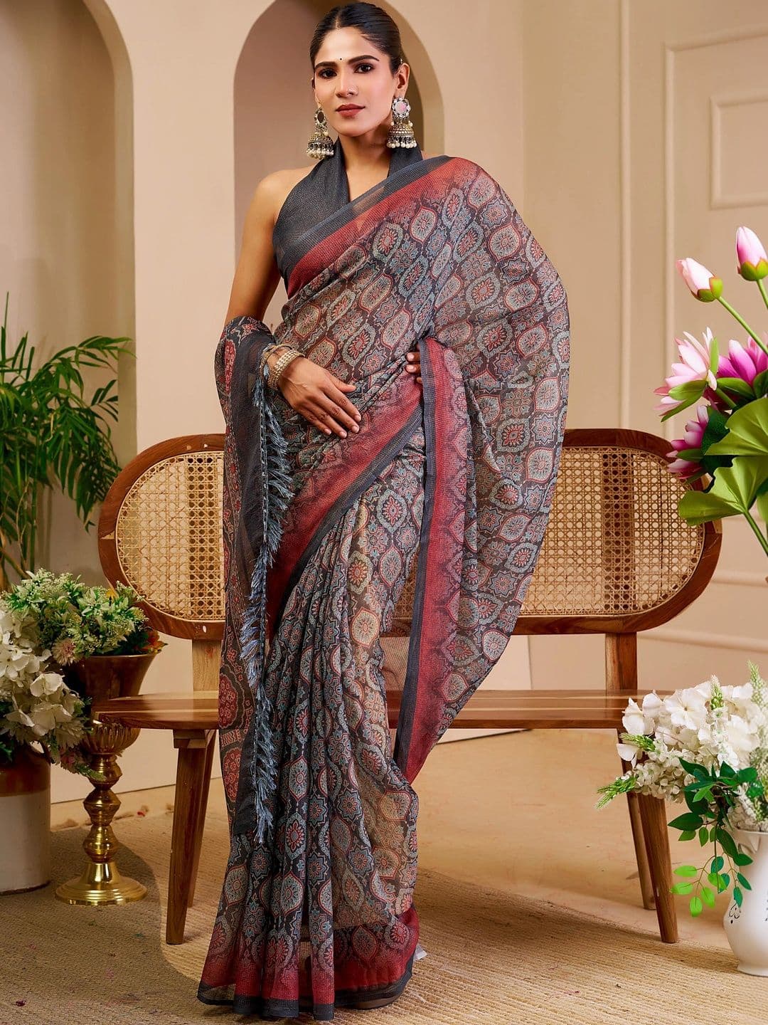HERE&NOW Kalamkari Silk Cotton Handloom Saree - view 1