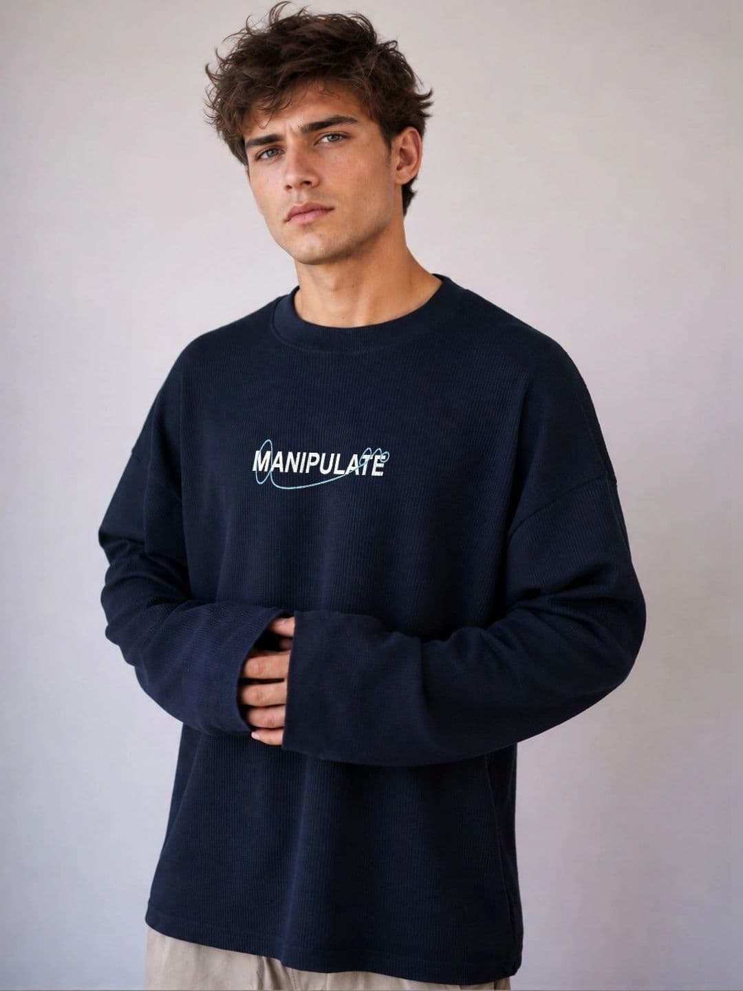 BRAHMOR Men Typography Drop-Shoulder Sleeves Boxy T-shirt - view 1