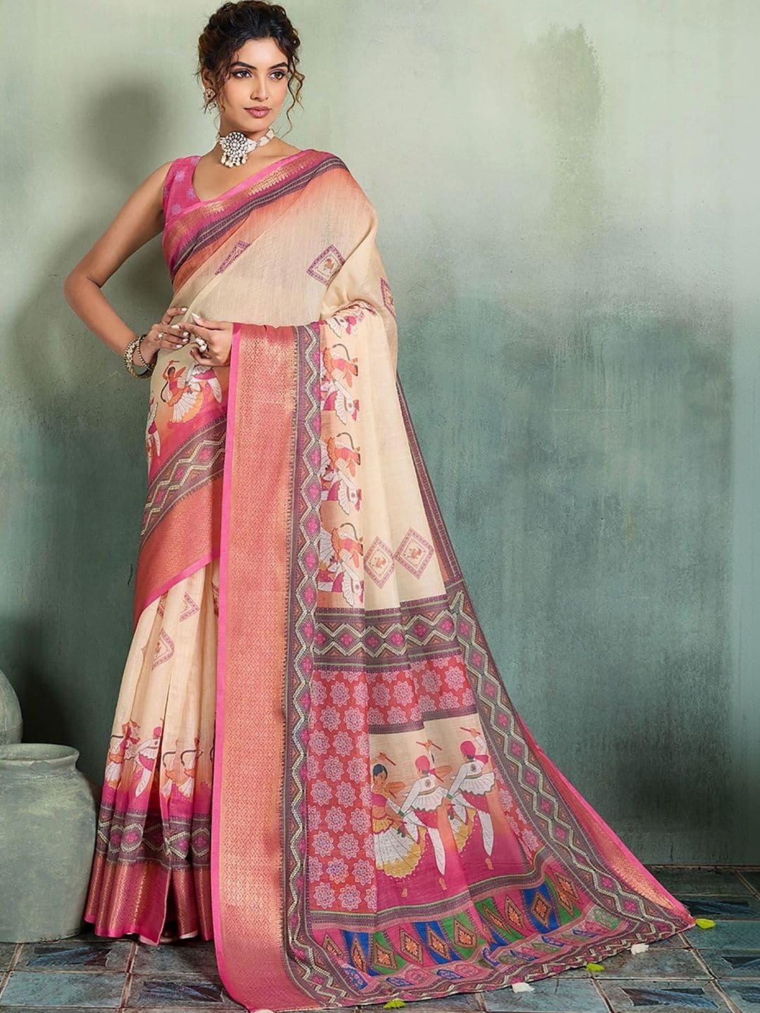 KALINI Designer Block Print Saree - view 1