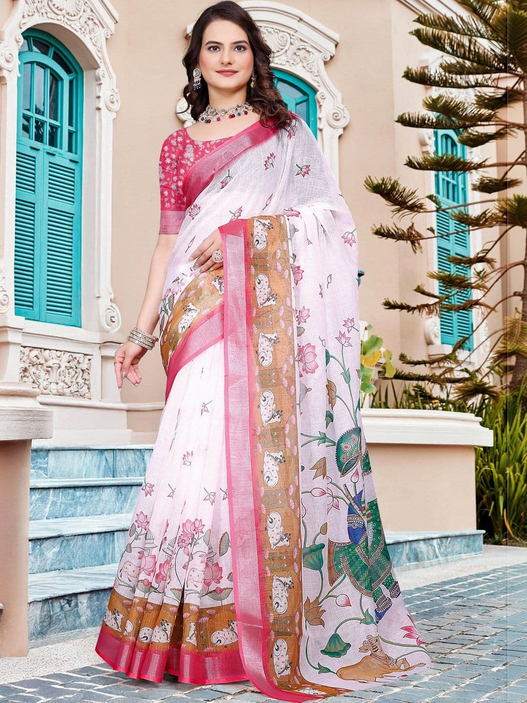 MANVAA Women Floral Saree - view 1