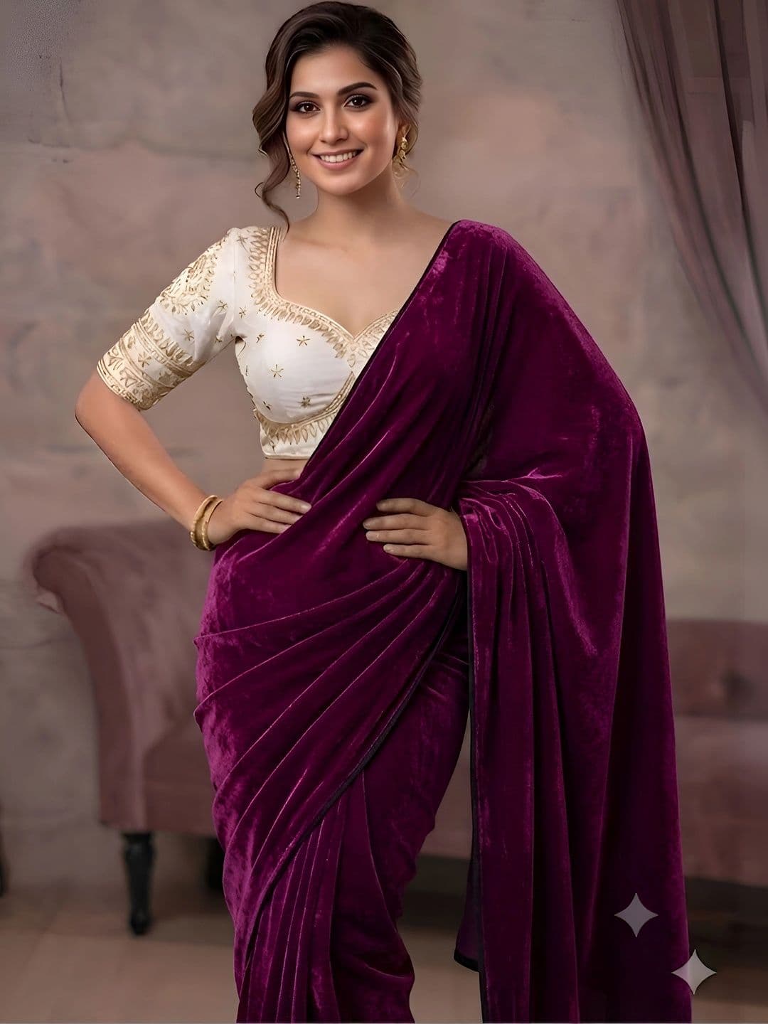VRAGI Embroidered Saree - view 1