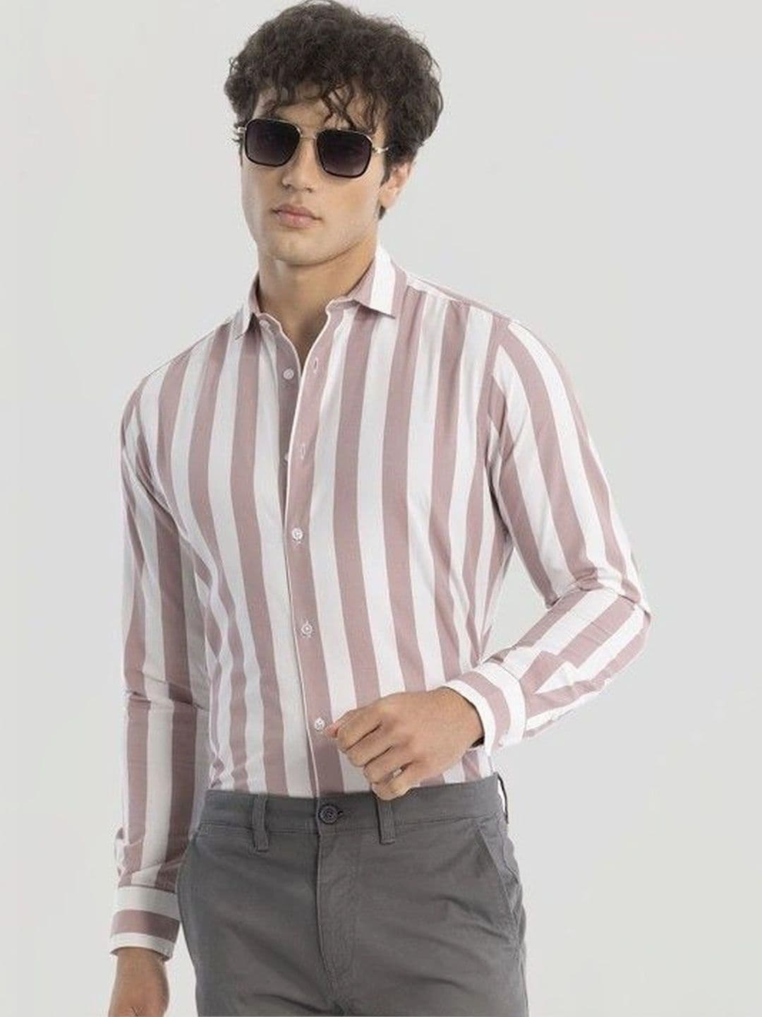 Studio-9 Men Classic Slim Fit Striped Casual Shirt - view 1