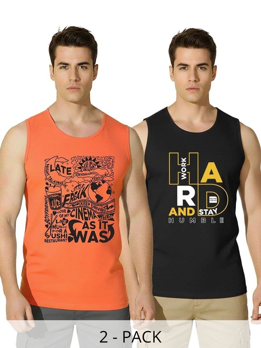 SKY HARBOAR Men Typography Pack Of 2 Printed T-shirt - view 1