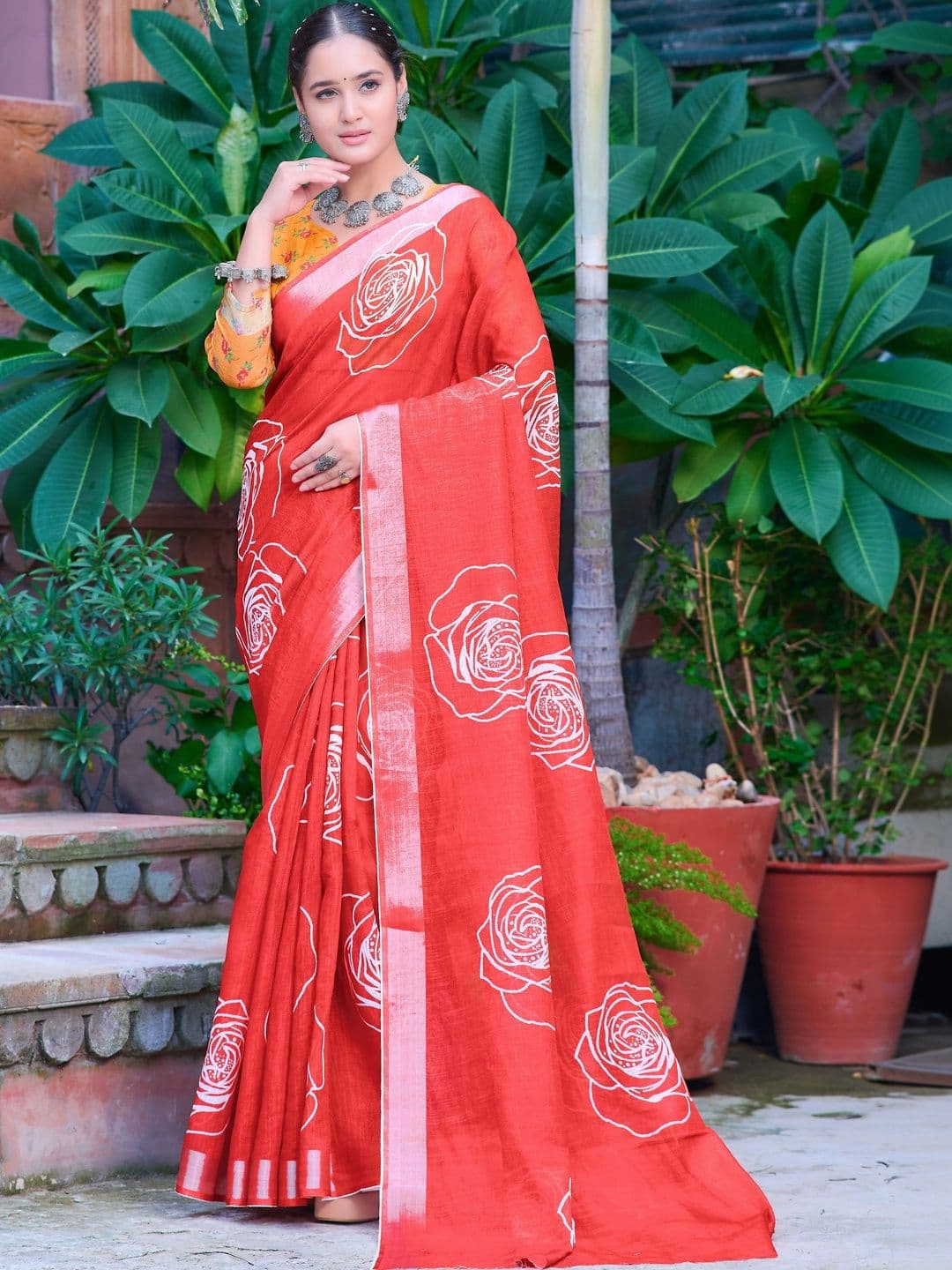 MANVAA Floral Saree - view 1