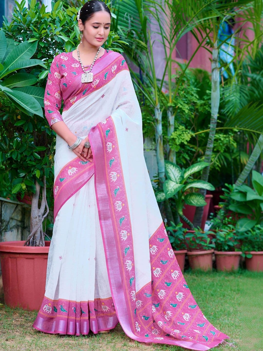 MANVAA Floral Saree - view 1