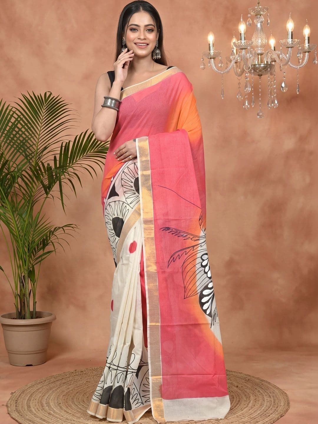 GitAsit Hand Painted Zari Saree - view 1
