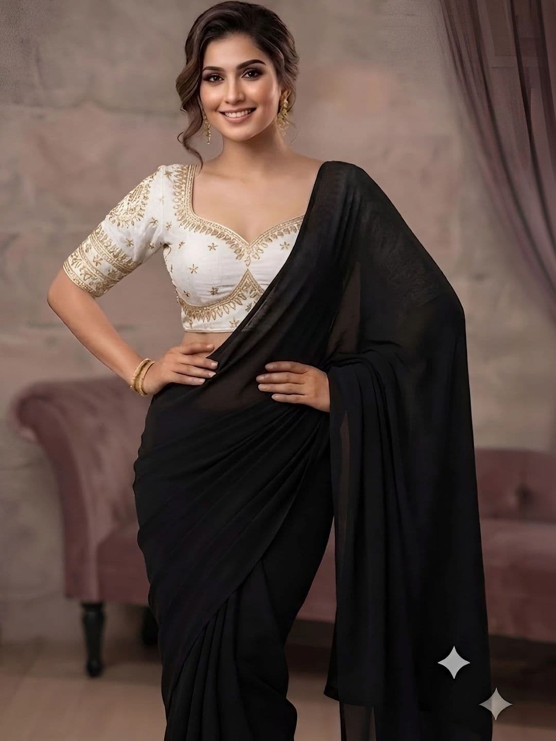 VRAGI Embroidered Saree - view 1