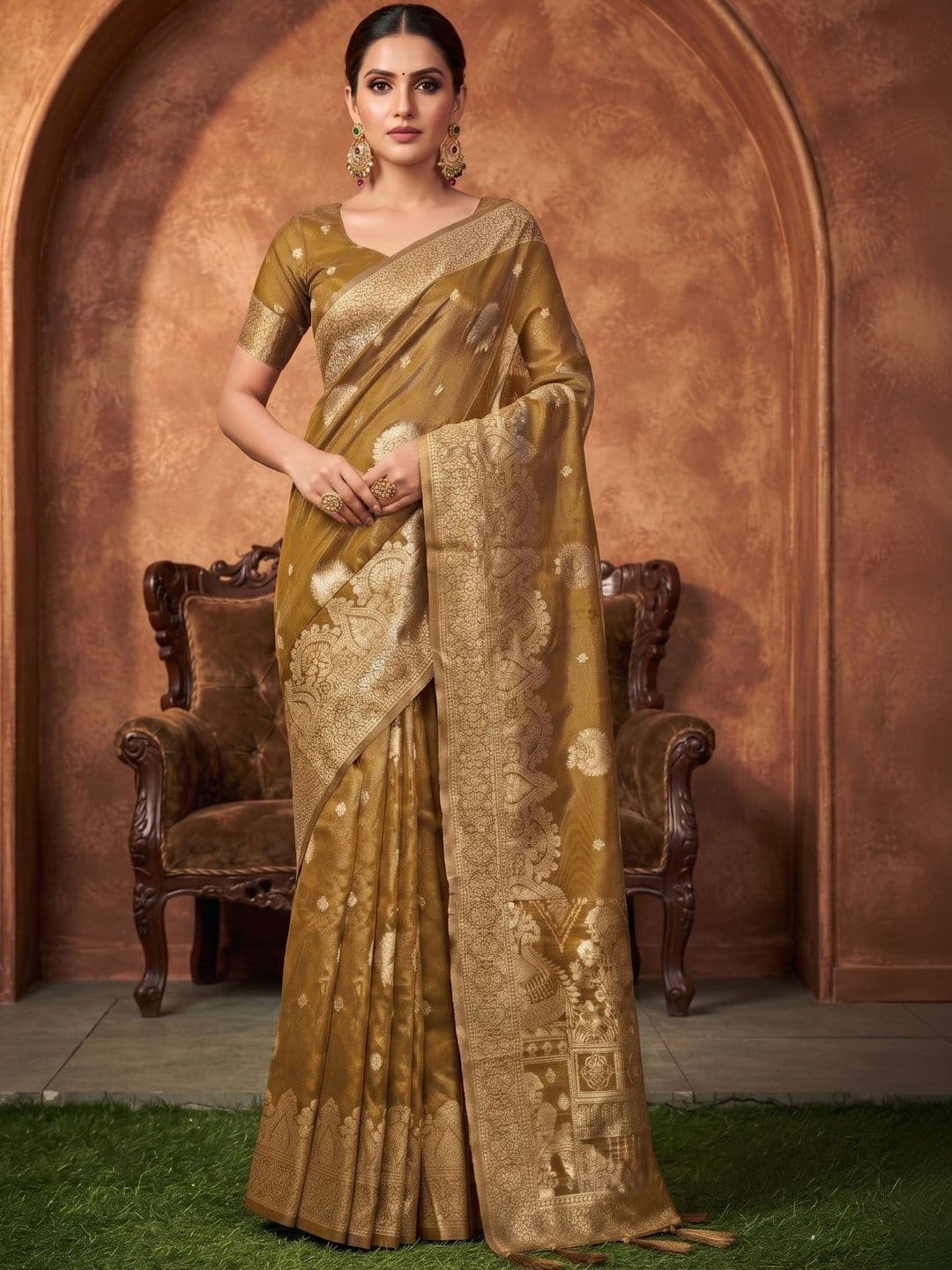 MONJOLIKA FASHION Woven Design Zari Silk Blend Designer Bomkai silk Saree - view 1