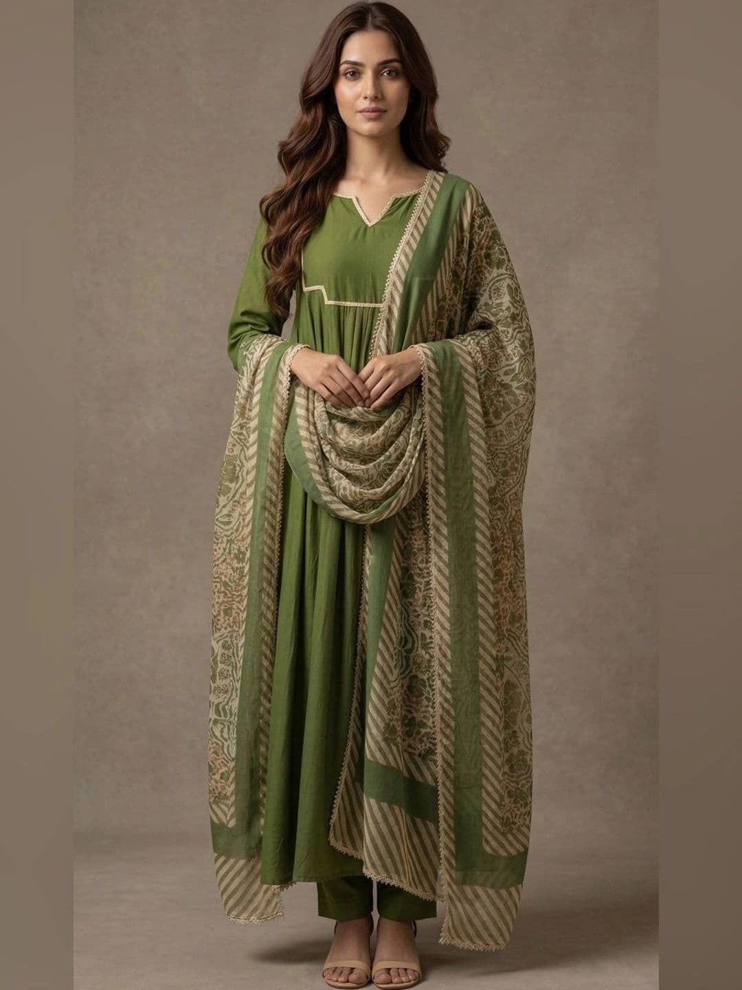 KALINI Women Ethnic Motifs Empire Kurta with Trousers & With Dupatta - view 1