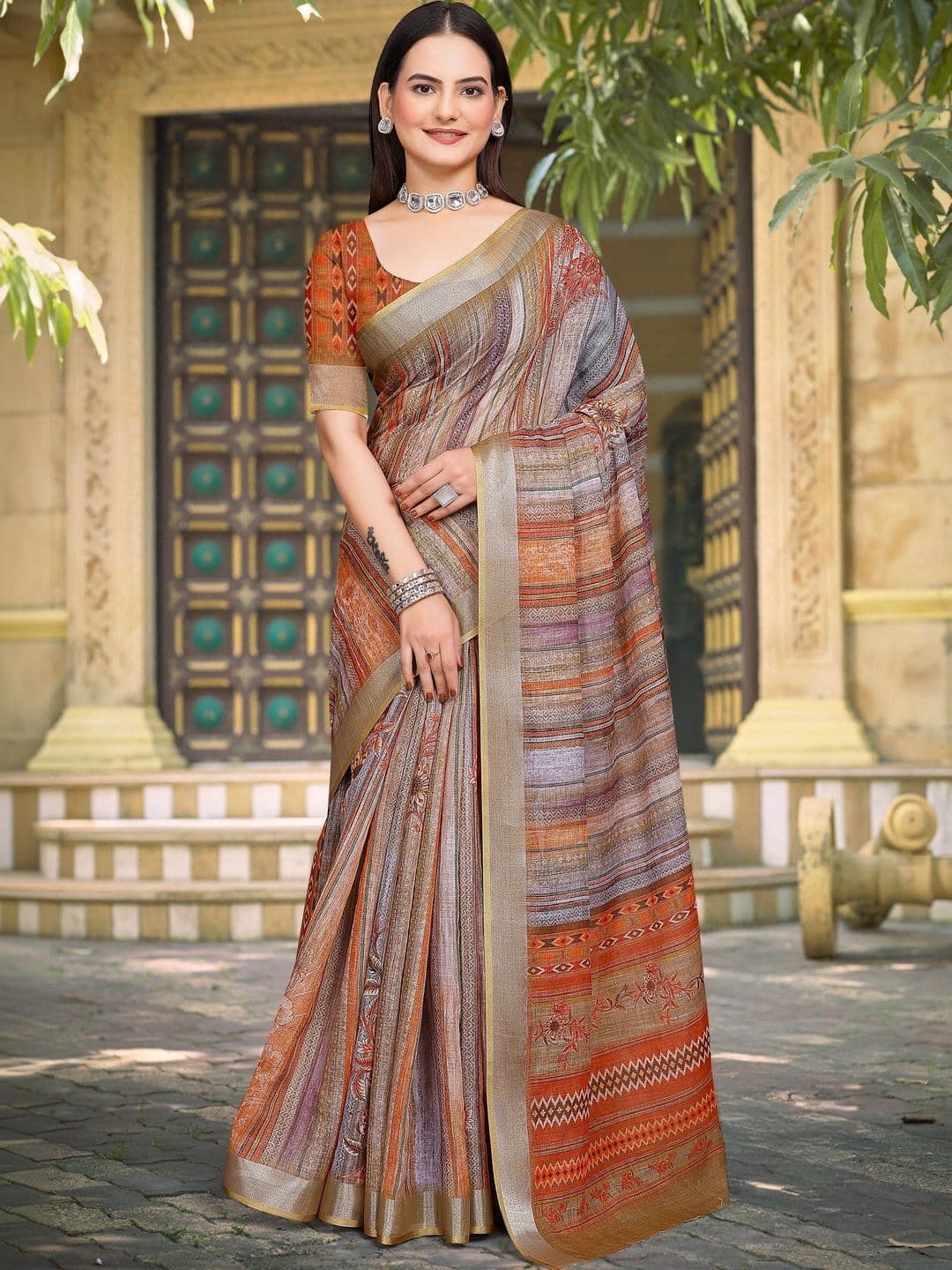Maroosh Striped Saree - view 1