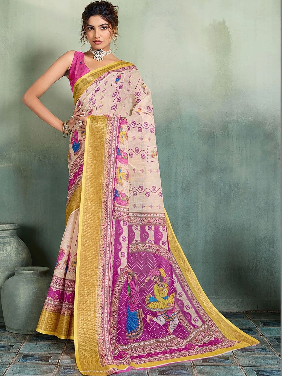 KALINI Designer Block Print Saree - view 1